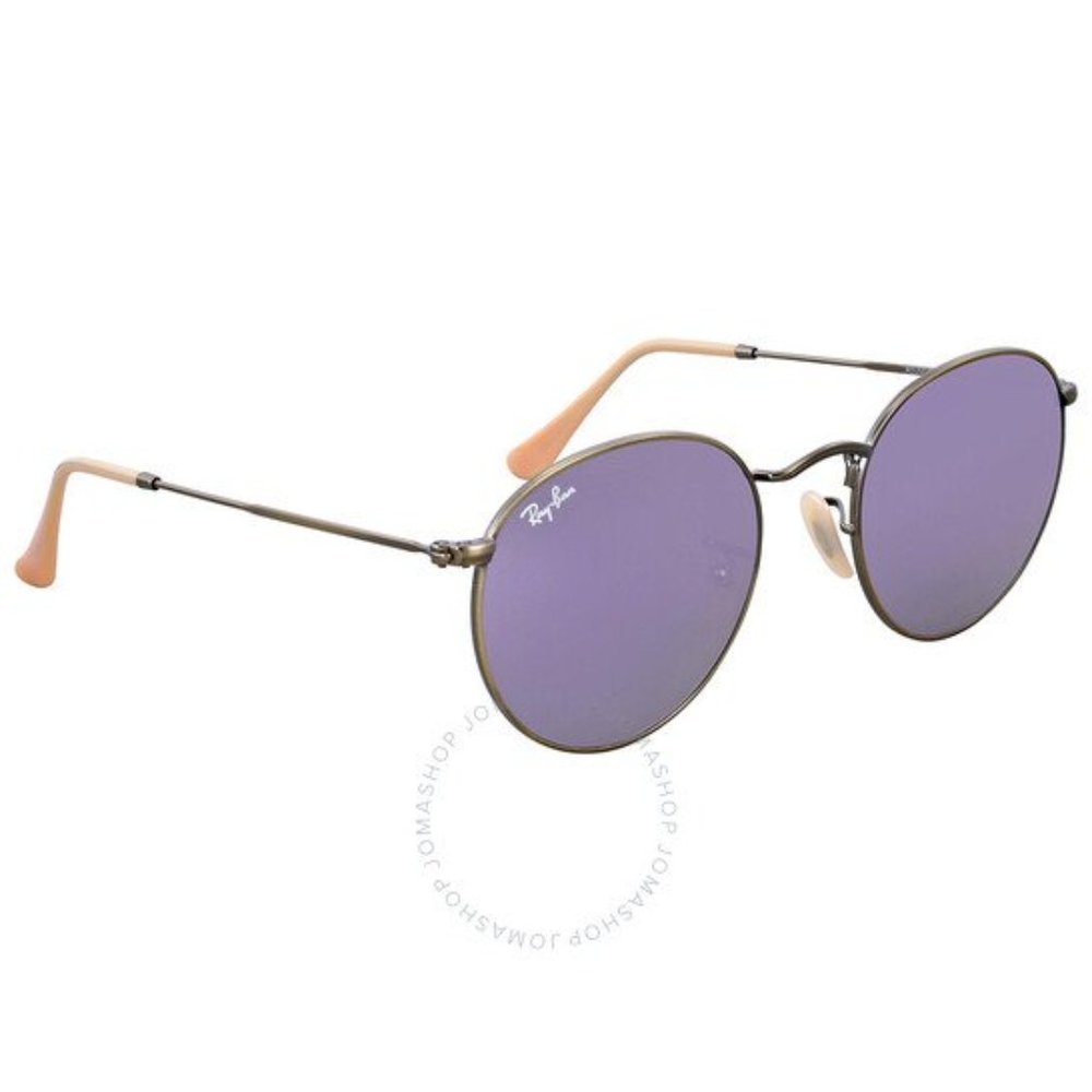 Ray-Ban Round Lilac Mirror Sunglasses RB3447 167/4K 50